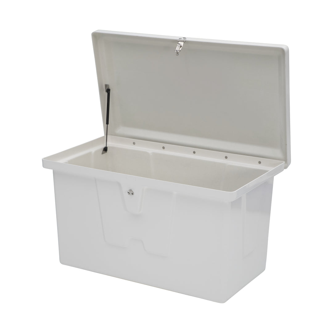 Taylor Made Stow N’ Go Deep Fiberglass Dock Box, Small (27"H X 46"W X 26"D), White