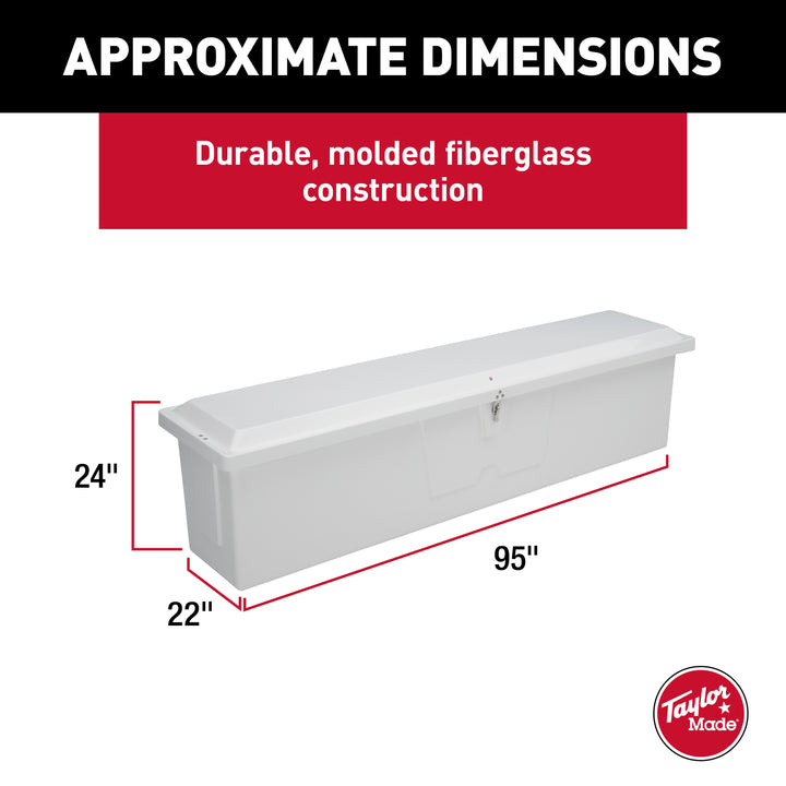 Stow N’ Go Fisherman’s Fiberglass Dock Box, Extra Large (24"H x 95"W x 22"D), White